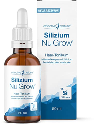 Effective Nature Silizium Nu Grow Haar Serum gegen Haarausfall - 50 ml | Beschleunigt das Haarwachstum - In Deutschland hergestellt - vegan, laborgeprüft, ohne Zusätze