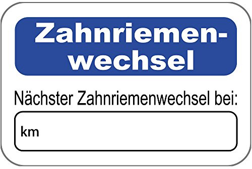 25 Stück Aufkleber Zahnriemenwechsel 60x40 mm Sticker PKW Hinweis Prüfung Werkstatt