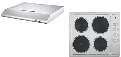Cookology Electric Hob & Hood Pack | Cookology Solid Plate Electric Hob & 60cm Stainless Steel Visor Cooker Hood Pack