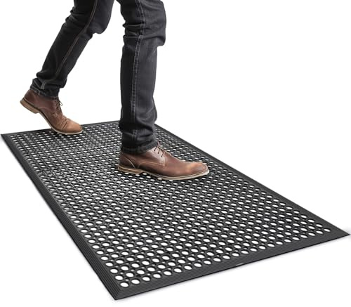 Rubber Floor Door mat Anti-Fatigue Commercial Restaurant Floor Mats 36 x 60 New Heavy Duty Non Slip Rubber Kitchen Drainage Mat Black Bar Floor Mat