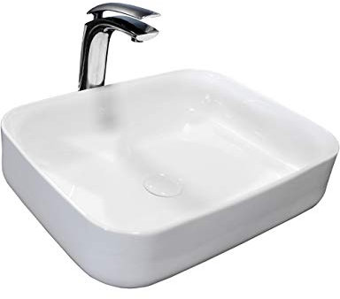 Design Keramik Rechteckig Waschtisch Handwaschbecken Aufsatz-Waschschale 50,5cm x 40cm x 13,5cm FÜR BADEZIMMER GÄSTE WC Demi