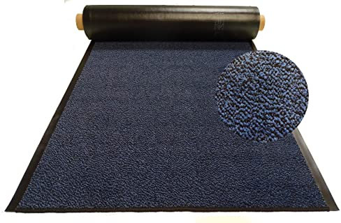 MERTEX Strapazierfähiger Schmutzfangläufer Meterware 200 cm blau-schwarz meliert - Schnittkanten gekettelt (200 x 300 cm, blau)