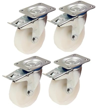 100mm 4 Nylon Heavy Gebremste Lenkrollen 150kg Jede 4er Set