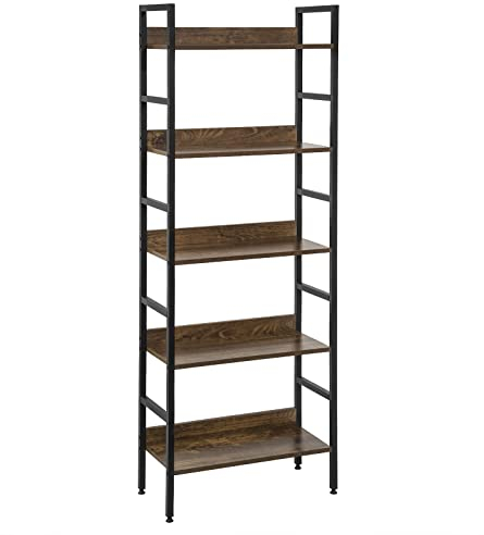 EUGAD Standregal Bücherregal Metallregal Leiterregal Stufenregal Multifunktionale Regal Industrie Design MDF Metall 60x27,5x160cm, Vintage