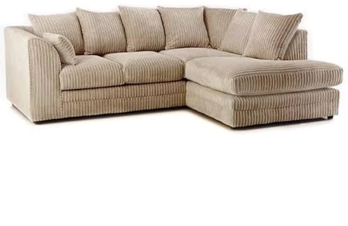 CHICAGO JUMBO CORD CORNER SOFA 5 COLOURS - LEFT/RIGHT HAND (Mink Jumbo Cord, Right Hand Corner Sofa)