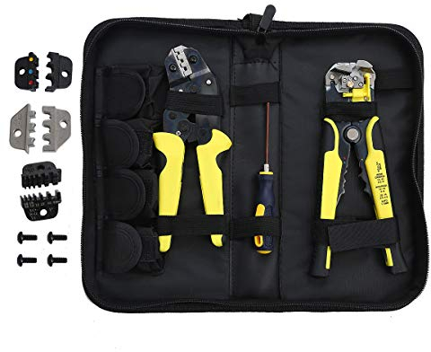 TOPWAY Pince à Sertir et Pince à Dénuder, Multifonctionnel Automatique 10-24 AWG (0,2~6,0mm²) 8 Auto-ajustable électricien Câble Bornes de Fil Pince Coupante Outil de Sertissage avec Mâchoires