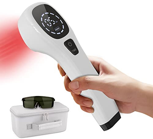 iKeener Red Light Therapy Device,FDA Cleared Handheld Cold Laser Therapy Device,Infrared Light Therapy Pain Relief Device for Joint and Muscle,Knee,Shoulder,Back,Neck Reliever(2x808nm,12x650nm)(White)