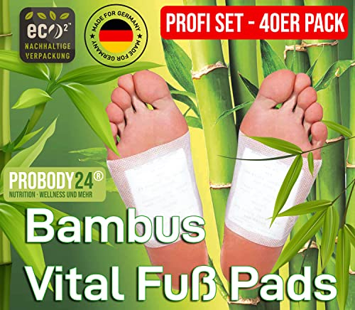 ProBody24® Bambus Vital Fußpflaster, 100% natürliche Inhaltsstoffe, Wellness Fußpads 40 Stück
