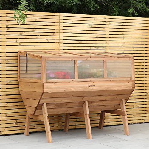Woodside Raised Wooden Garden Bed Planter, Plants & Vegetable/Herb Box with Cold Frame/Growhouse Attachment
