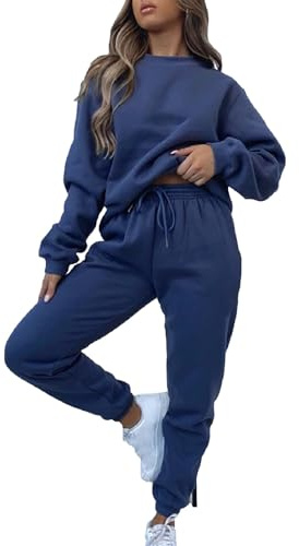 amropi Tuta da Donna Vello Foderato Pullover Felpa e Pantaloni Jogging Tute