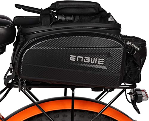 ENGWE bolsa portaequipajes para bicicleta, tronco impermeable de piel de carbono para asiento trasero, bolsa cargo, capacidad 17 L-35 L