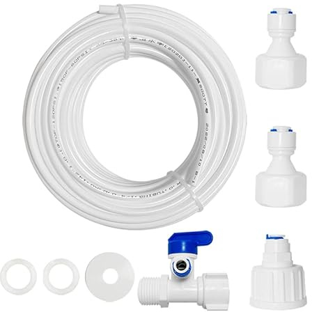 PAROAD 5 Meter Universal Anschluss-Set, 1/4 Zoll Schlauch für Wasserfilter,Eismaschine,Aquarium(3/4 Zoll und 1/2 ZollInnengewinde Hahnanschluss auf 1/4 Steckverbindung,3-Wege Absperrventil）