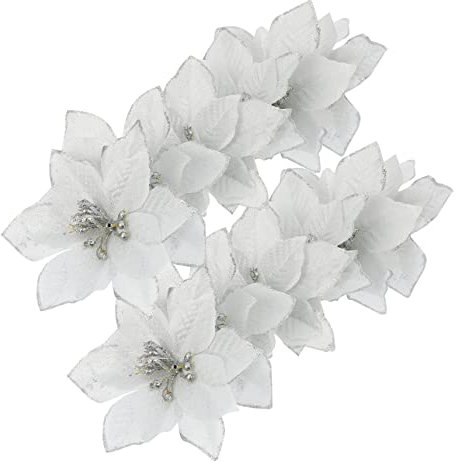 Toyvian 24stücke Glitzernde Kunstblumen Für Weihnachtsbaum Baumanhänger Künstliche Weihnachtsbaumblumen Künstliche Weihnachtsblumen Weihnachtskranzdekoration