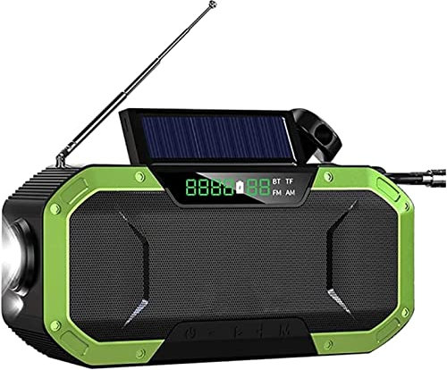LIIAV Waterproof Emergency Radio,5000mAh Portable Weather Solar Radios with Bluetooth Speaker，AM/FM NOAA Emergency Broadcast Radio with Cell Phone Charger