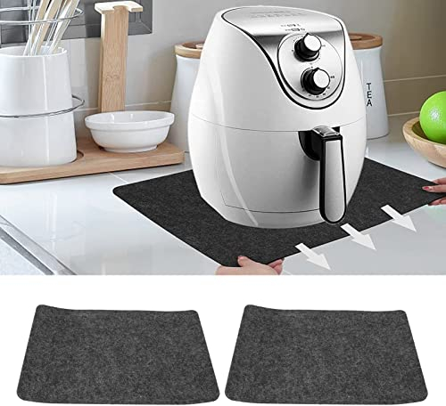 2 Stück Hitzebeständige Matte für Luftfritteuse, Wiederverwendbar Küche Arbeitsplatte Hitzeschutzmatte, 45 x 30 cm, Unterlage Kaffeemaschine, Rutschfeste Filz Geschirrabtropfmatte, Mikrowellenmatte
