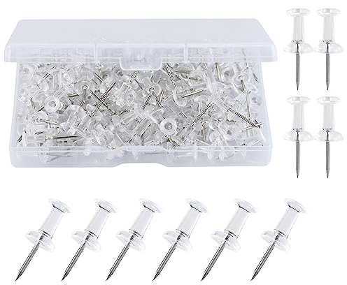 HXMJIED 120 Clear Push Pins, Drawing Pins with Storage Box, Heavy Duty Transparent Thumb Tacks for Pinboard Map Mark Bulletin Board Notice Board