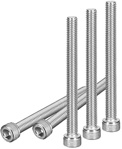 DTGN 5 Stück M6x65mm Sechskantschrauben mit Innensechskant Sechskantantrieb | Metrische Maschinenschraube, 304 Edelstahl 18-8, Helle Oberfläche, UNC-Gewinde vollständig durchgezogen