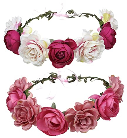 ABOOFAN 2stücke Kunstblumen Haarkranz Aus Rosen Für Braut Floraler Haarreif Für Hochzeiten Festivals Und Feiern Wasserrosa Und Elegantes Haarschmuck Damen