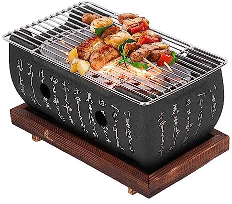 Barbecue giapponese, barbecue portatile rettangolare con rete , stufa a carbone da tavolo, barbecue a carbone per uso domestico, per picnic, spiaggia, cucina e viaggi