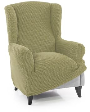 FAVERTI® Super elastischer Sesselbezug für Ohrensessel, 1-Sitzer, 70 bis 100 cm, Modell Novele, Pistazie, hochwertiger Schutz aus Jacquardgewebe, Baumwollgefühl, Ohrensesselschutz