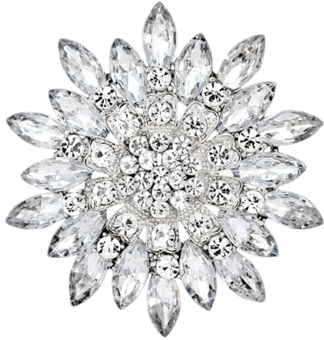 FAIRYGATE Brooch Pins for Clothes Wedding Bridal Brooches for Women Ladies Rhinestone Crystal Flower Corsage Lapel Pin，B3714