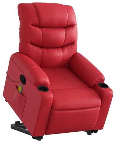 vidaXL Massagesessel mit Aufstehhilfe Rot Kunstleder