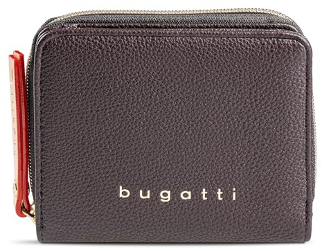 bugatti Ella kleines Portemonnaie für Damen, Frauen-Geldbeutel aus Kunstleder, Damen-Geldbörse in braun