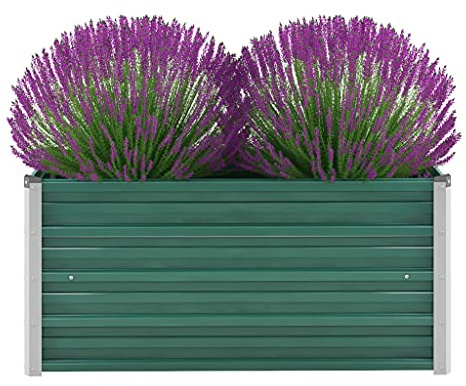 Aiuola rialzata per balcone, aiuola rialzata da giardino, in acciaio zincato, 100 x 40 x 45 cm, verde, per giardino, balcone e terrazza