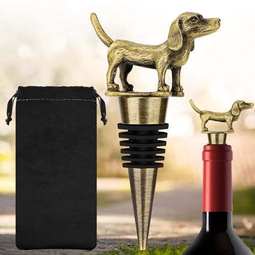 LULLEA Dackel Geschenke, Dackel Weinflaschenverschluss, Dackel Deko Geburtstagsgeschenk Weihnachtsgeschenke für Männer Frauen Papa, Dackel Weihnachtsschmuck, Weinverschluss für Wein Champagner