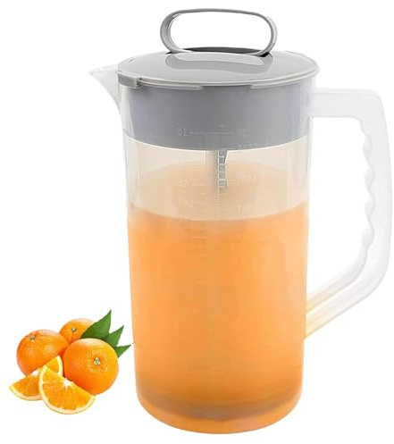 Plas-tic - Jarra coladora | Jarra mezcladora de 2 L para bebida | Jarra de agua para mezclar jugos con tapa | Jarra de jugo a prueba de fugas, jarra de bebidas para bebidas leche en polvo, émbolo