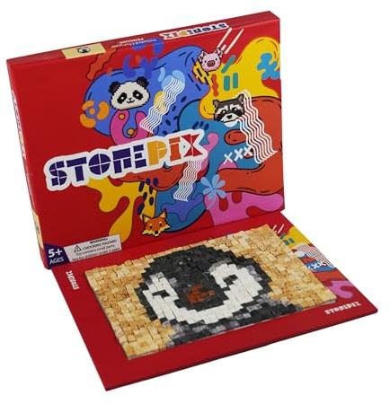 stone pix Penguin Puzzle, DIY Naturstein Kunst Kreativität, für Erwachsene und Kinder dekorative Tiere Mosaik Steine Puzzle 25x20x3 Cm