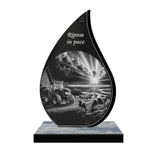 ETERNEL - Personalisierte Grabplatte Schimmer - Bauernhof Traktor Foto und personalisierbarer Text, lasergravierte Grabplatte für Hommage, Grabplatte, Grab, Beerdigung