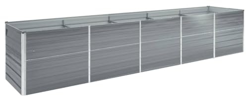 Myheimly Garten-Hochbeet Verzinkter Stahl Gartenbeet Pflanzbeet Frühbeet 400x80x45 cm Grau