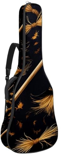 Bassgitarrentasche mit Kunst-Halloween-Besen 48, Akustikgitarrentasche 101,6 cm (40 Zoll) E-Gitarrenkoffer, wasserdichte Oxford-E-Gitarre, Gigbag für akustische Konzertgitarre, Ukulele,