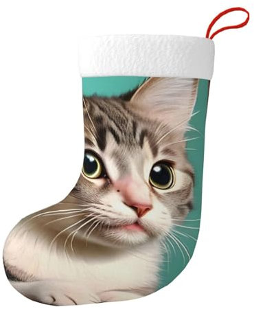 WHJYYXDE Dekorativer Weihnachtsstrumpf – perfekt zum Dekorieren von Büros, Bäumen, Kaminen und einer neugierigen Katze