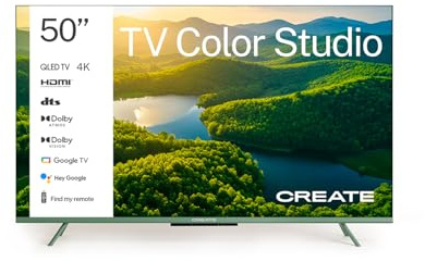 CREATE / TV COLOR STUDIO/Smart TV QLED 4K 50 verde salvia/Schermo antiriflesso, finitura opaca, controllo vocale, sensore di luminosità, Dolby Atmos, Low Blue Light & Flicker Free, HDMI TM