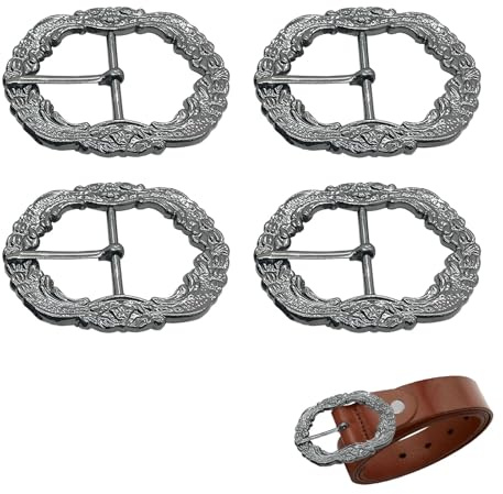 Batheidon 4 Pezzi Fibbie per cintura con fibbia per pantaloni tradizional Fibbia, per Pantaloni e Bretelle, Fibbie Resistenti e Decorative per Sostituzione e Personalizzazione, Dimensioni 4.6 * 6 cm