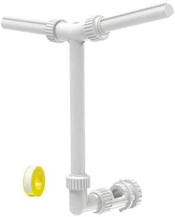 LZEXIN Dual Pool Fountain, 360° Adjustable Waterfall Spray Pool with Dual Pool Sprinkler, T-shaped Pool Waterfall Decor for Above and In-Ground Pool Waterfall Fountain for Cooling & Swimming(White)