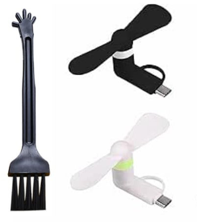 Mini Ventilador USB,Ventilador USB 2 En 1 Tipo C,2 En 1 Tipo C Micro USB Mini Fan Cooler Para Teléfonos Portable,Ventiladores De Teléfono Portátil USB ﻿ (Negro&Blanco)