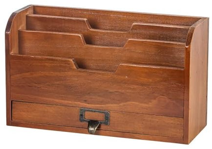ZIHESY Standregal Prospektständer Holz Zeitschriftenhalter mit 4 Ablagefächern, Prospekthalter Literaturhalter für Wohnzimmer Arbeitszimmer Kinderzimmer(Brown)