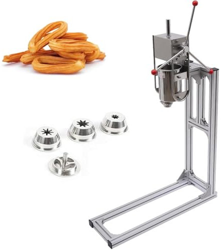 guoyjmm 3/5L Manual Churros Maker Machine, Stainless Steel Churro Donut Press Filler Vertical Dessert Maker Hand Crank Latin Fruit Machine for Commercial and Home Use,5L