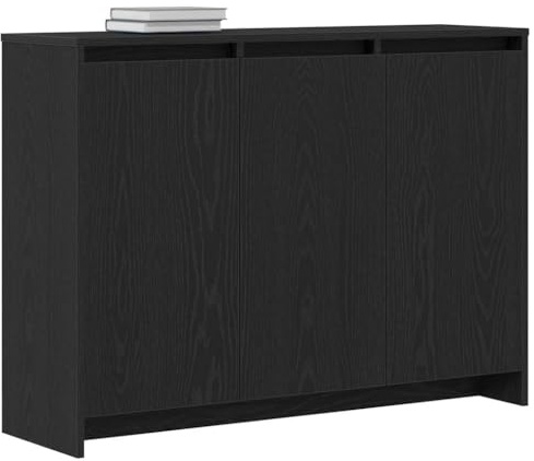 vidaXL Sideboard Schwarz 102 x 29,5 x 75 cm Holzwerkstoff | Viel Platz für Organisation und Präsentation, Elegante schwarze Eichenoberfläche für zeitgemäße Anziehungskraft,