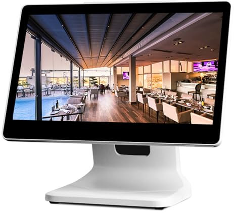 Naturalpowev Terminal de paiement/Caisse, écran Tactile Full HD 15,6 Pouces, Terminal de paiement et Caisse intégrés, Caisse enregistreuse pour cafés/Barbiers/Salons/Start-ups