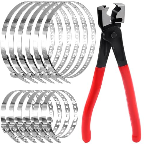 Leogony CV Boot Clamp Pliers, Clic-R Type Heavy Duty Hose Clamp Pliers with 12 Pcs Adjustable CV Boot Clips for Most Cars