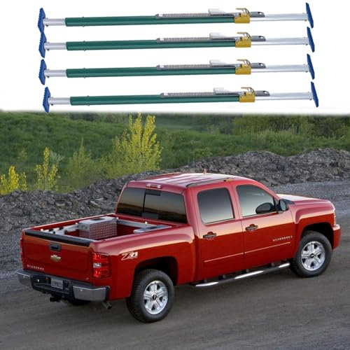 Utility Ratcheting Cargo Bar - Non-Slip Swivel, 1 2 3 4 Pcs Truck Bed Divider Barrier - Adjustable 1.3-3 M Long, Secure and Stable Restraint Rod for Pickup Trucks/Van/Trailer/Rv(4pack,2-2.38
