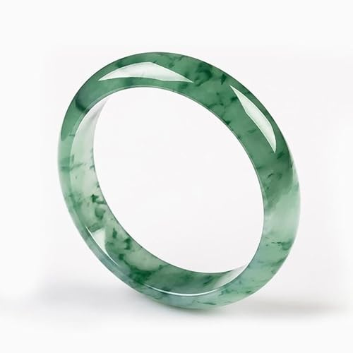 SANSWUNIU 1 Pcs Jade Armreif Damen mit Schmuckschatulle，Natürliche Armreif für Frauen，Echt Jadeit Armband für Lady，Glücksgeschenke，Chinesische Art (Size:62mm/2.44inch,Color:Green1)