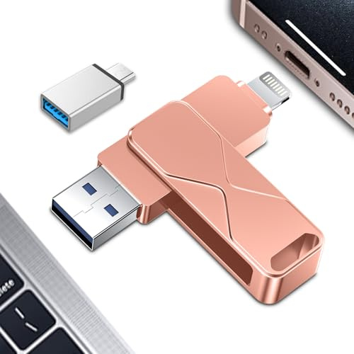 Chiavetta Usb 512GB per iPhone,Mfi Certified Lightning Memoria Esterna Pen Drive Penna Usb Chiavette 3 In 1 per iPhone,iPad,iOS,Macbook,Android,Pc