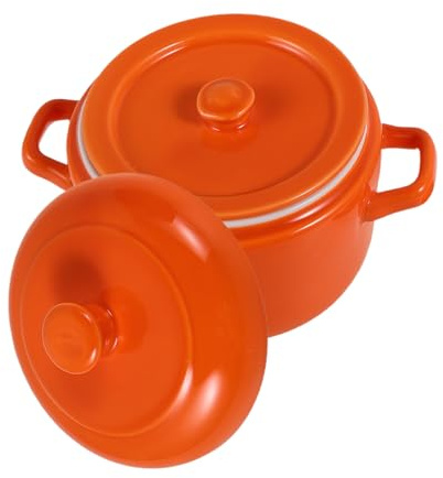 Zerodeko con Tapa y Asas Dobles Olla para Guisos de Resistente al Calor para Cocinar al Vapor Hornear y Cocer al Baño María para Porciones Individuales