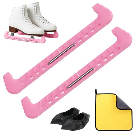 PIujsym Kufenschoner Schlittschuhe Pink, Verstellbarer Schlittschuhschutz für Eiskunstlauf & Eishockey, Inkl. Schuhüberzieher & Mikrofasertuch, Eiskunstlauf Zubehör, Ideal Schlittschuh Schoner