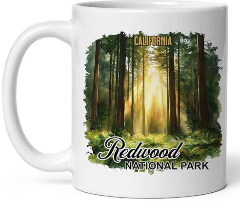 Parque Nacional Redwood, Bosque De Árboles Gigantes De California Taza Duradero Taza De Café Divertido Mug Para Escuela Espresso Cappuccino 330Ml